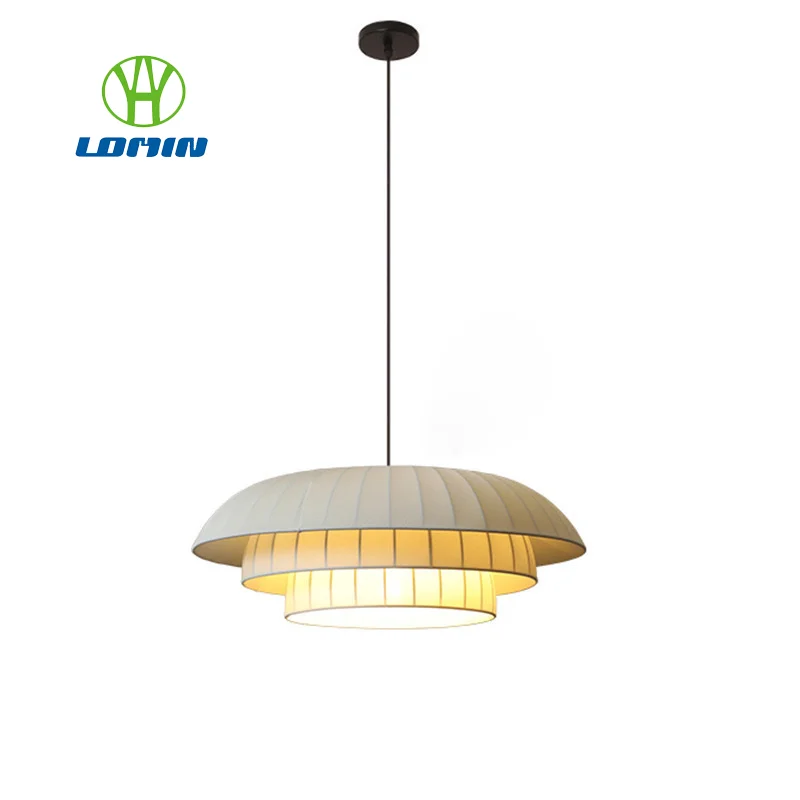 

Japanese Wabi Sabi Fabric Led Pendant Lights White Cloths Lamps For Living Dining Room Minimalist Home Decoration Chandeliers