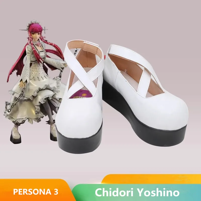 

JP Games PERSONA 3 P3 Chidori Yoshino Обувь для косплея Кожаные белые костюмные туфли ручной работы