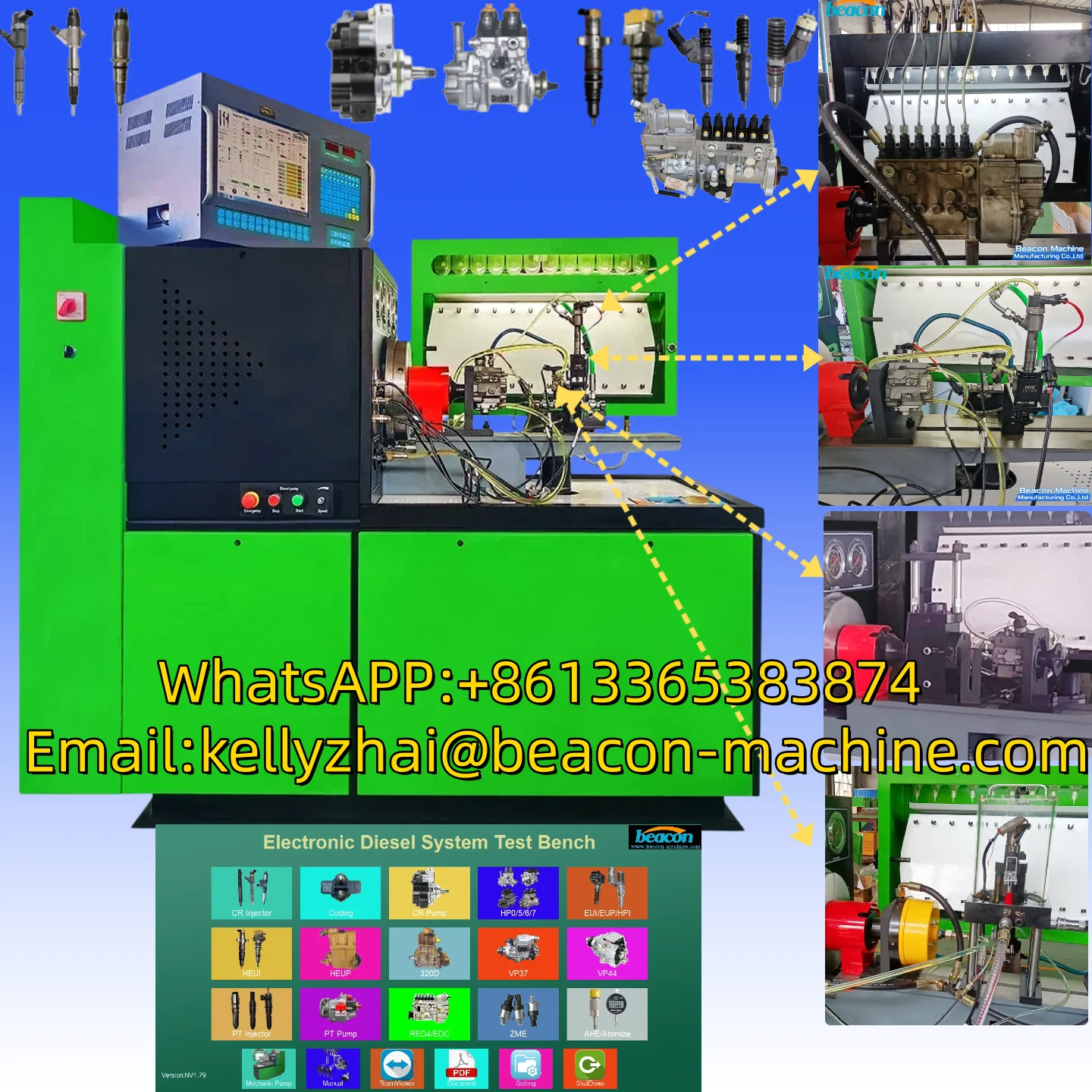 Multifunctional Diesel Injection Pump Test Bench 12 Cylinder Euro 2 Fuel Pump Test Stand with Common Rail Tester System