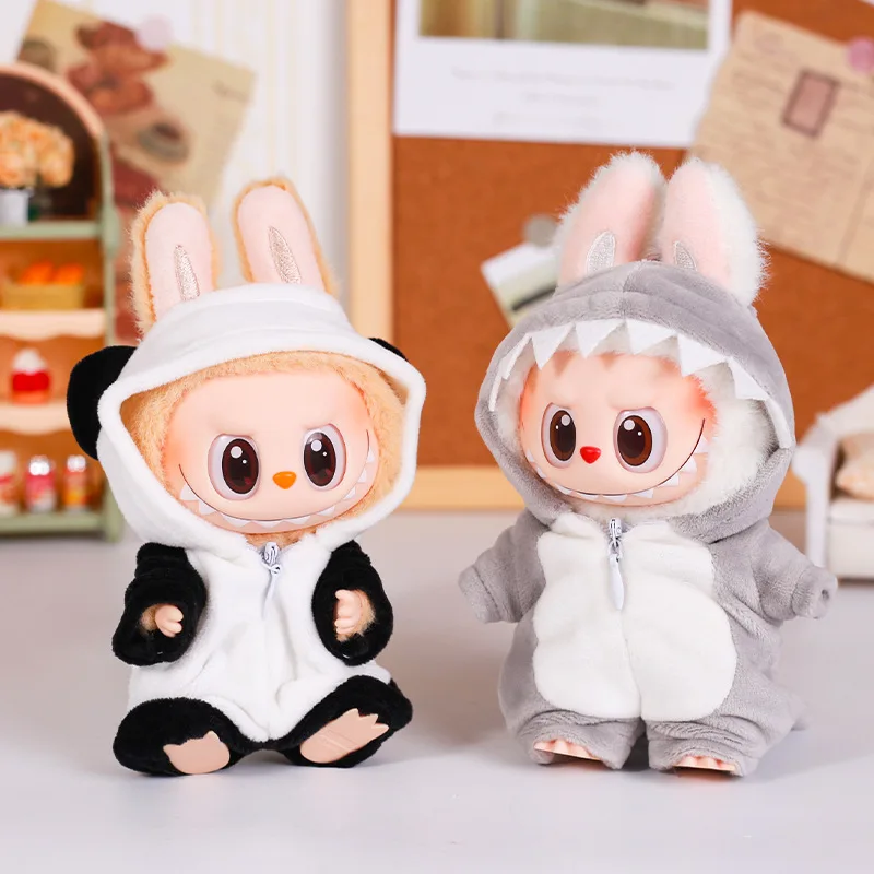 Ropa para Labubu de 15CM, traje para casa con bonito dinosaurio, mono con capucha, accesorios, ropa para muñecas, sin muñeca