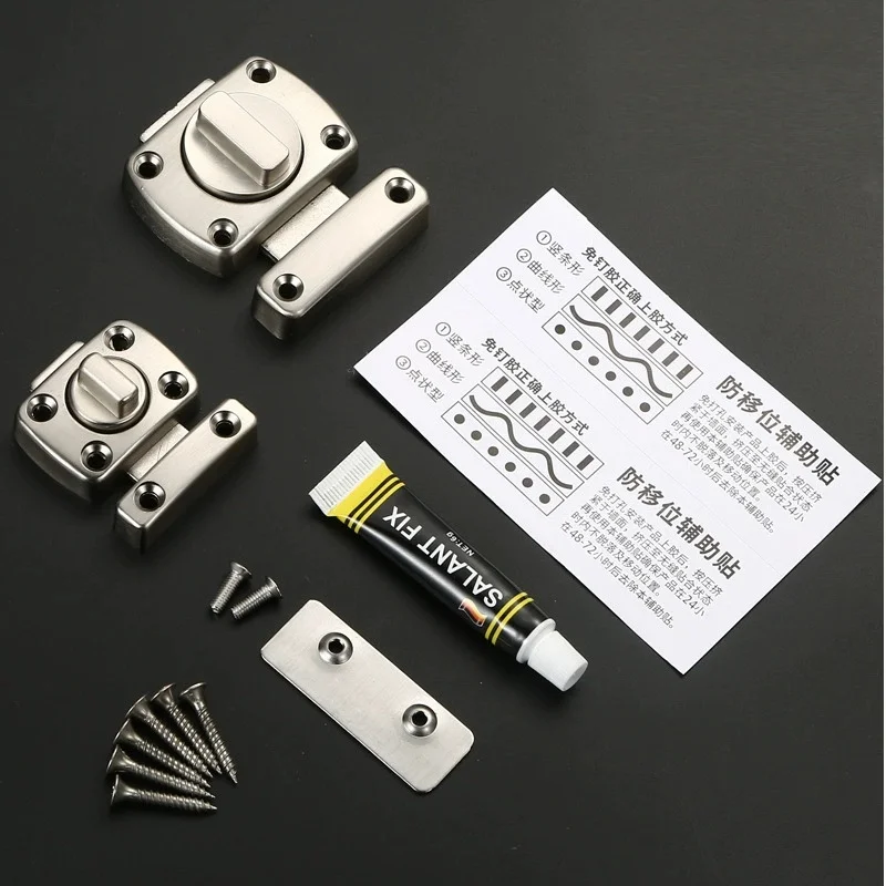 Home Security Latch Double Sided Cabinet Bolt Gate Twist Rotating Barrel Lock Bathroom Toilet Door Windows Hardware Accessories