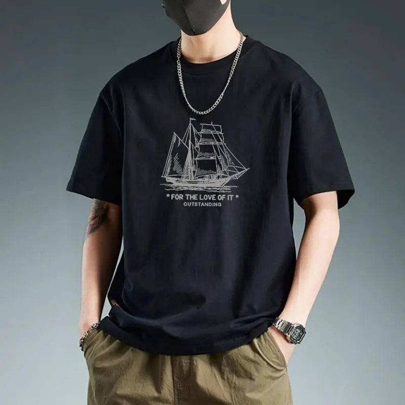 

Мужская футболка с короткими рукавами, молодежная хлопковая базовая рубашка, свободный модный универсальный топ большого размера для пары