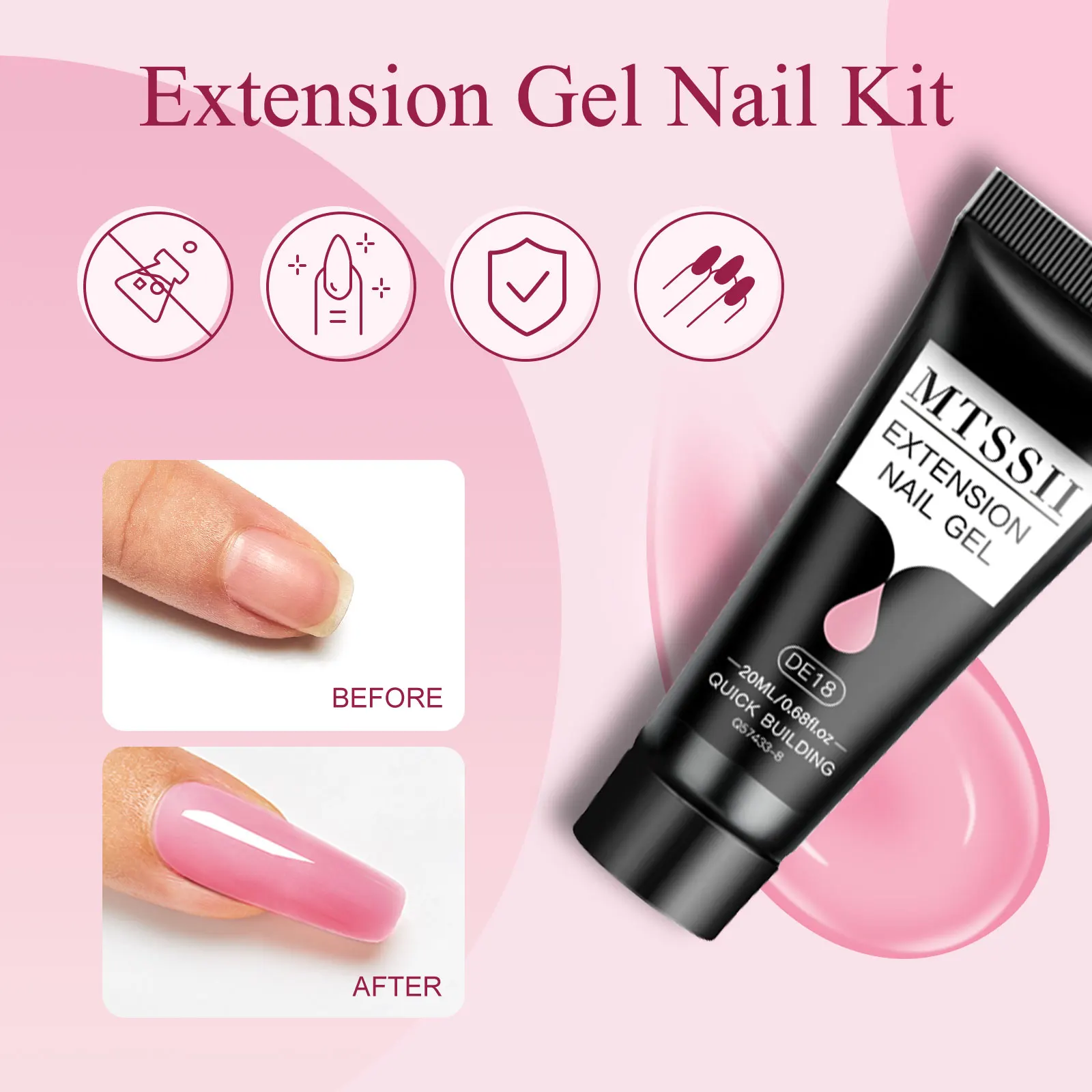 15 قطعة تمديد سريع هلام مسمار مجموعة طلاء الأظافر 20 مللي عارية الوردي UV بناء مسمار الفن ورنيش قاعدة معطف فوقي أدوات مانيكير مستلزمات الأظافر