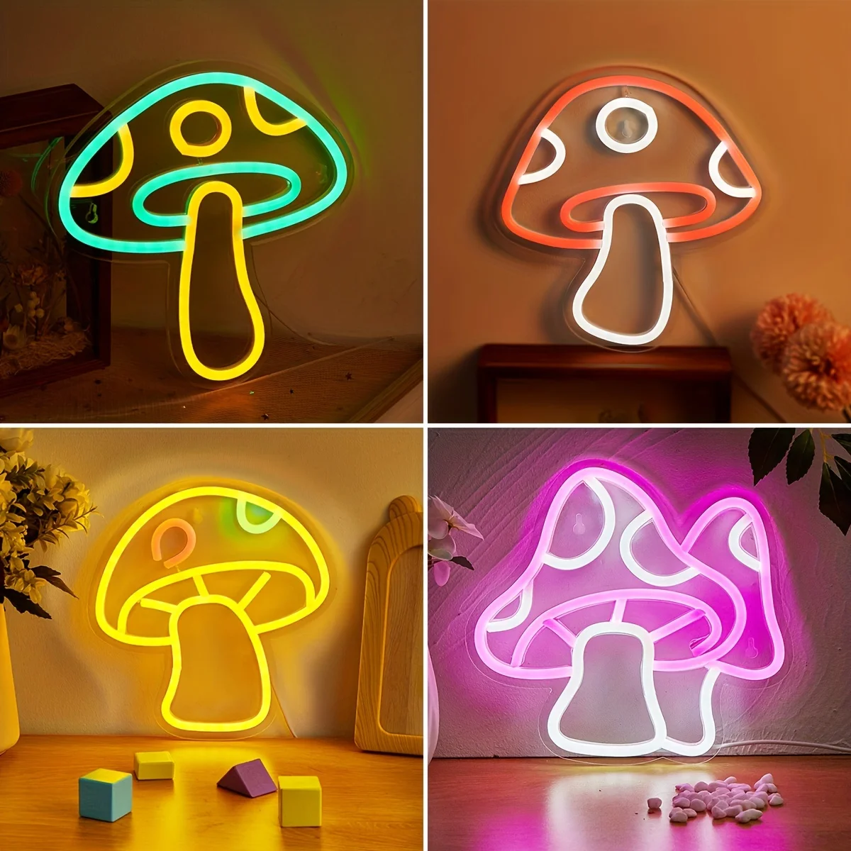 

1pc Mushrooms Shape Red LED Neon Sign USB Powered For Bedroom Room Wall Decoration Neon Sign For Holiday Party Wedding