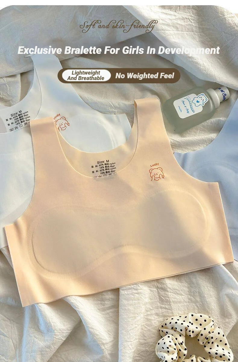 3-teiliges, bequemes, atmungsaktives, einfaches Trainings-BH-Unterhemd für Teenager, weiche, elastische, hautfreundliche Dessous für Mädchen, ohne Stahlring – Detail 4