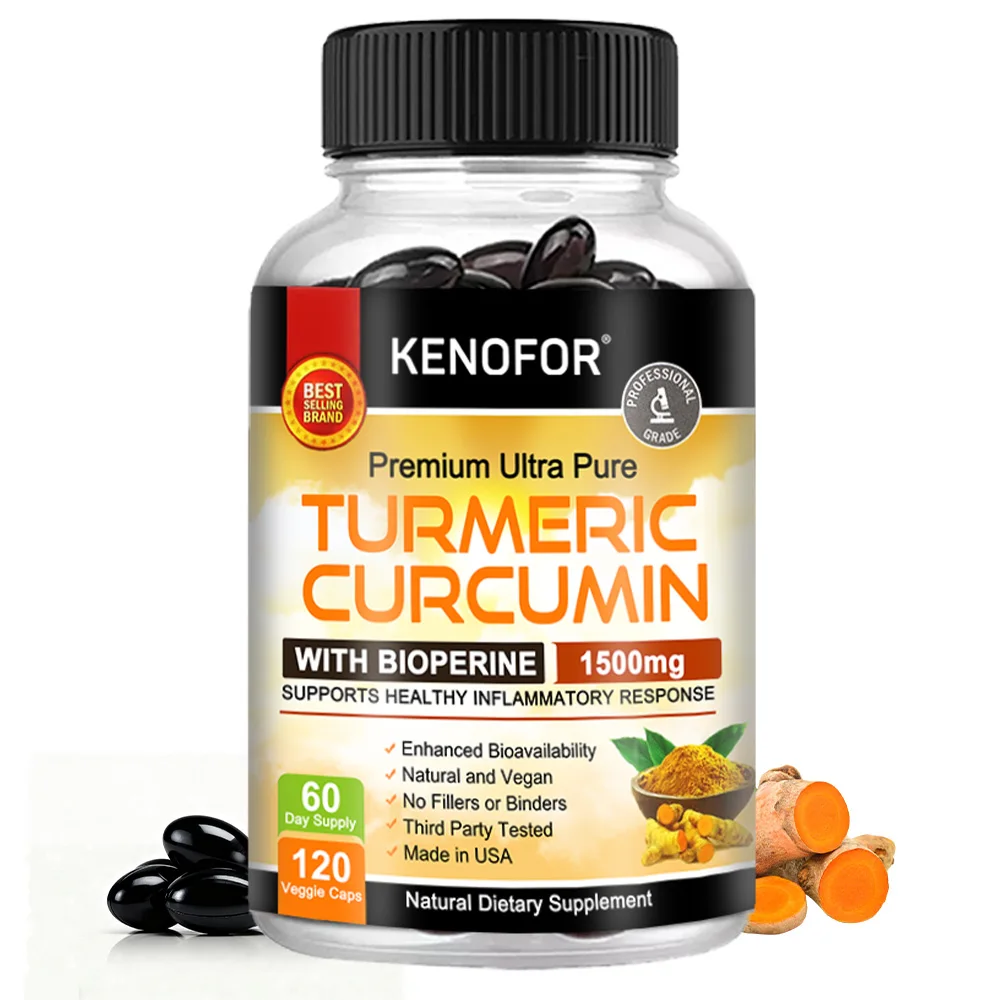 

Куркума Куркумин с экстрактом черного перца 1500 мг, добавка куркумы с 95% отгурными веществами, для поддержки суставов - 120 капсул