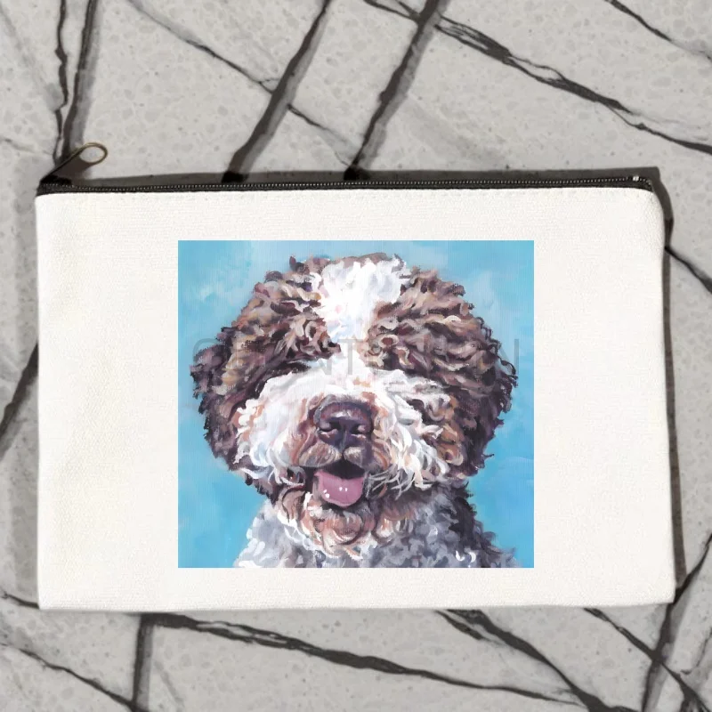 Das Leben ist besser mit Lagotto Romagnolo Dog Italian Breed Canvas Pouch Slogan Canvas Bag Lustige kosmetische Bleistift-Snack-Tasche mit Reißverschluss