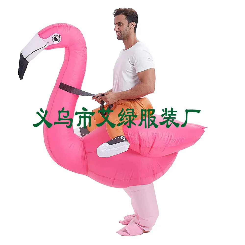 Flamingo kostum tiup liburan Mardi Gras, kostum Halloween Cosplay penampilan panggung lucu