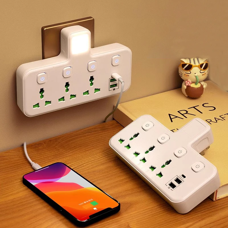 

EU UK AU US Plug AC Outlet Power Strip Multiprise Wall Socket Universal Network Filter USB Cherger Separate Switch light Adapter