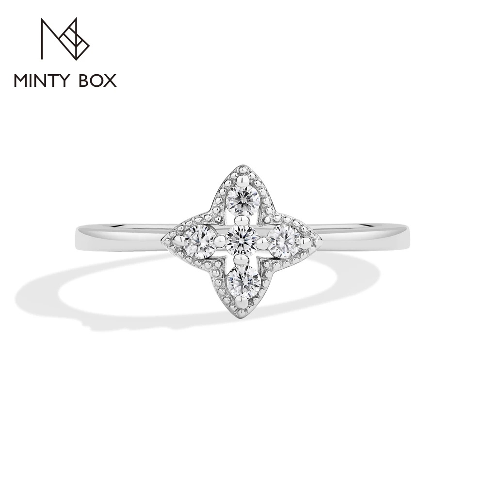 MINTYBOX Dainty D VVS1 Moissanite Rings for Women S925 Sterling Silver Engagement Wedding Promise Band Jewelry  with Certificate