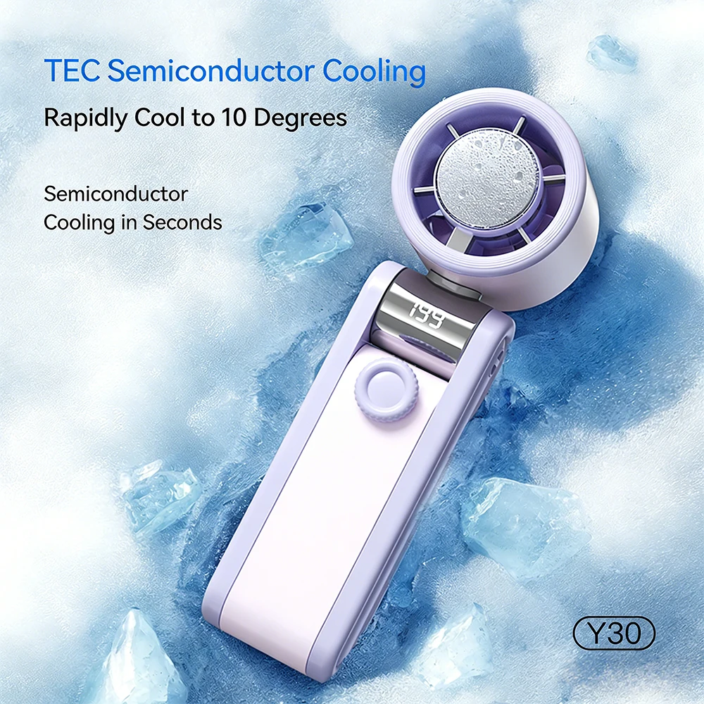 New Three-fold Refrigeration Handheld Mini Fan 199 Speed Turbo Outdoor Fan Plug-in Neck Ice Refrigeration Portable Small Fan image 5