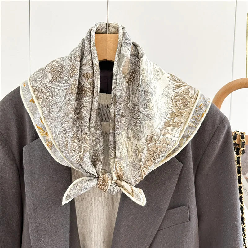 

65cmx65cm Scarf Women Silk Wool Scarves Luxury Shawls Head Neck Accessories Herms Rolled Bandanas Double Face Print