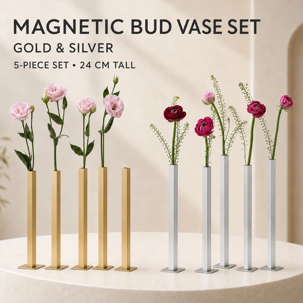 Modern Minimalist Geometric Vase Unique Nordic Light Luxury Vase Stainless Steel Flower Holder Magnetic Vase Flower Arrangement
