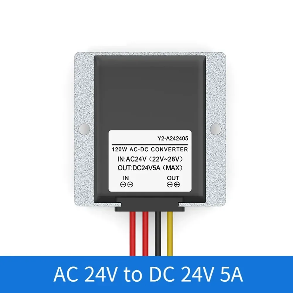 AC 24V To DC 24V 5A Power Converter IP68 Waterproof Voltage Regulator 120W Supply For Truck Radio LED Light Industrial Use