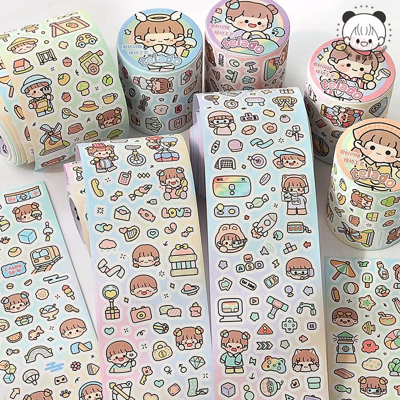 6.5cm*5m Telado Cartoon Sticker Tape Roll DIY Scrabooking Diary Decoration Supplies Scrawl Girls Masking Tapes Material Stickers