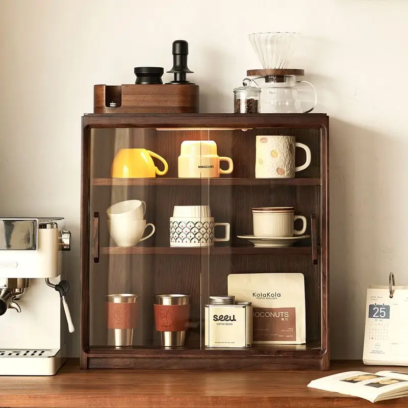 Solid wood cup tea set storage cabinet desktop water cup guest dining side cabinet