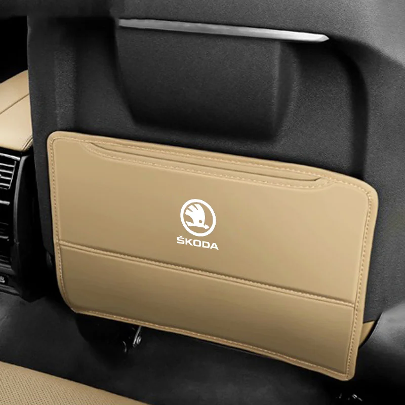 High Quality Car Seat Backrest Protector Leather Cover for Skoda Octavia A2 A7 Kodiaq Enyaq iV Kamiq Superb Fabia Rapid Karoq