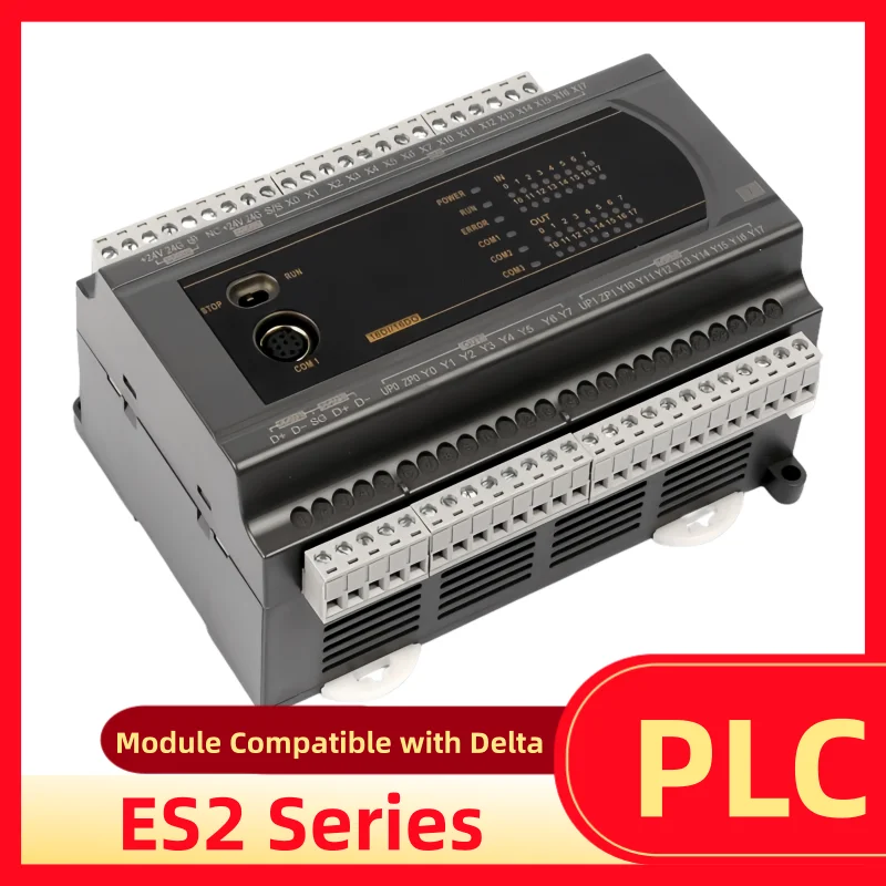 

PLC ES2 Series is programmable and compatible with Delta DVP16/24/32/40/60 supporting high-speed pulses and 232/485communication