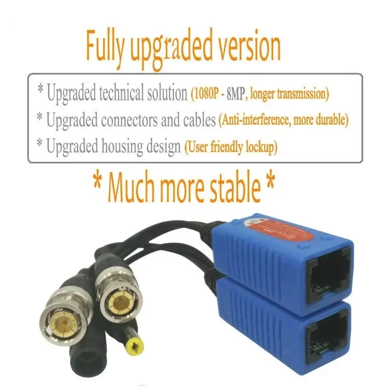 

4-парный адаптер пассивного видеобалуна BNC к RJ45 с кабелем Ethernet камерой видеонаблюдения Full HD 1080P-5MP