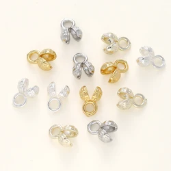 10/20pcs 14/18K Gold Plated Thread Cord Wire Bead Cover Bracelet End Clasps Connectors for DIY Jewelry Necklace Accessories