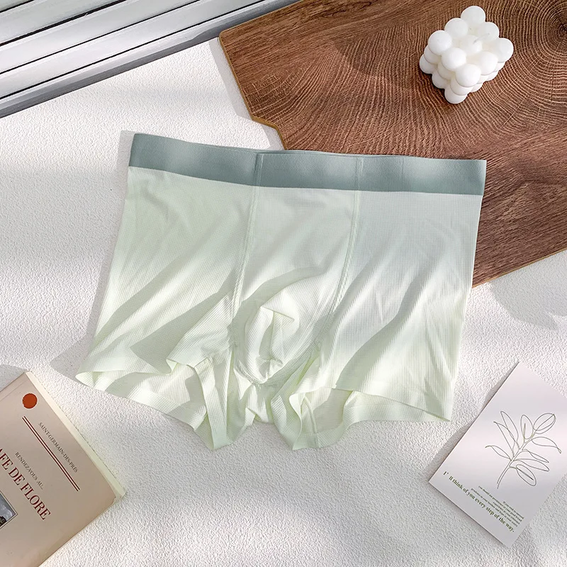 

Мужское нижнее белье Boxy, бесшовные удобные быстросохнущие тонкие спортивные трусики из ледяного шелка в рубчик, молодежные плавки со средней посадкой и U-образной выпуклой сумкой