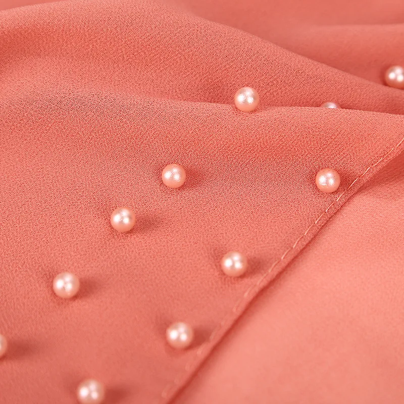 Bubble Chiffon Scarf Hijab Women Plain Shawls Beaded Pearl Hijab Muslim Woman Shawls For Veils Hijab Accessoires Ramadan