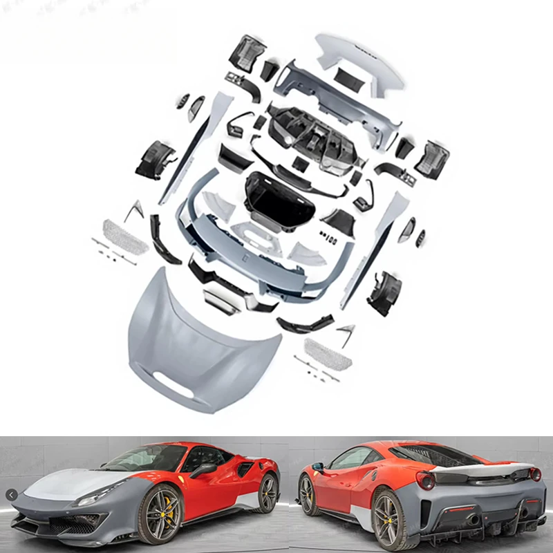 Body For R Dry Carbon Fiber Upgr P Style Car Bumpers Engine Hood Spoiler Conversion Kit