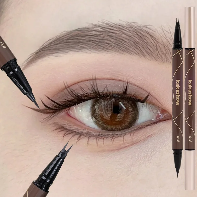 Double-head Black Brown Liquid Eyeliner Pencil Lower Eyelash Makeup Ultra-thin Waterproof Quick Dry Eyebrow Pen Eyes Cosmetics