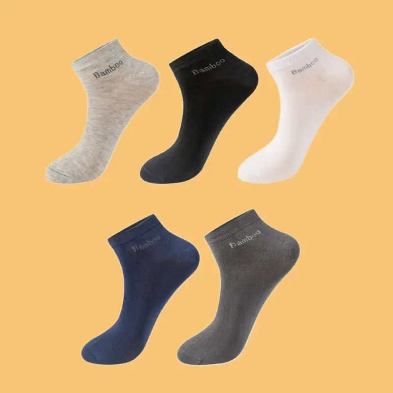 

10 Pairs 2024 New Men's Bamboo Fiber Socks Short Casual Breatheable Anti-Bacterial Man Ankle Socks New black busines