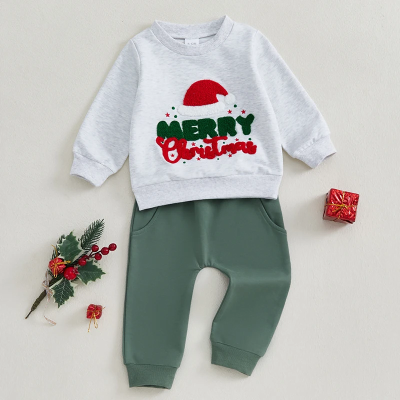 Conjunto de ropa navideña para bebé, sudadera de manga larga para recién nacido, conjunto de pantalones con cordón, ropa de otoño de Navidad para niño pequeño