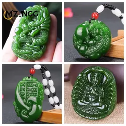 Hetian Jade Jasper Green Buddha Pendant PIXiu Dragon Brand Necklace Pendant Fashion Charm Jewelry Lucky Amulet for Men and Women