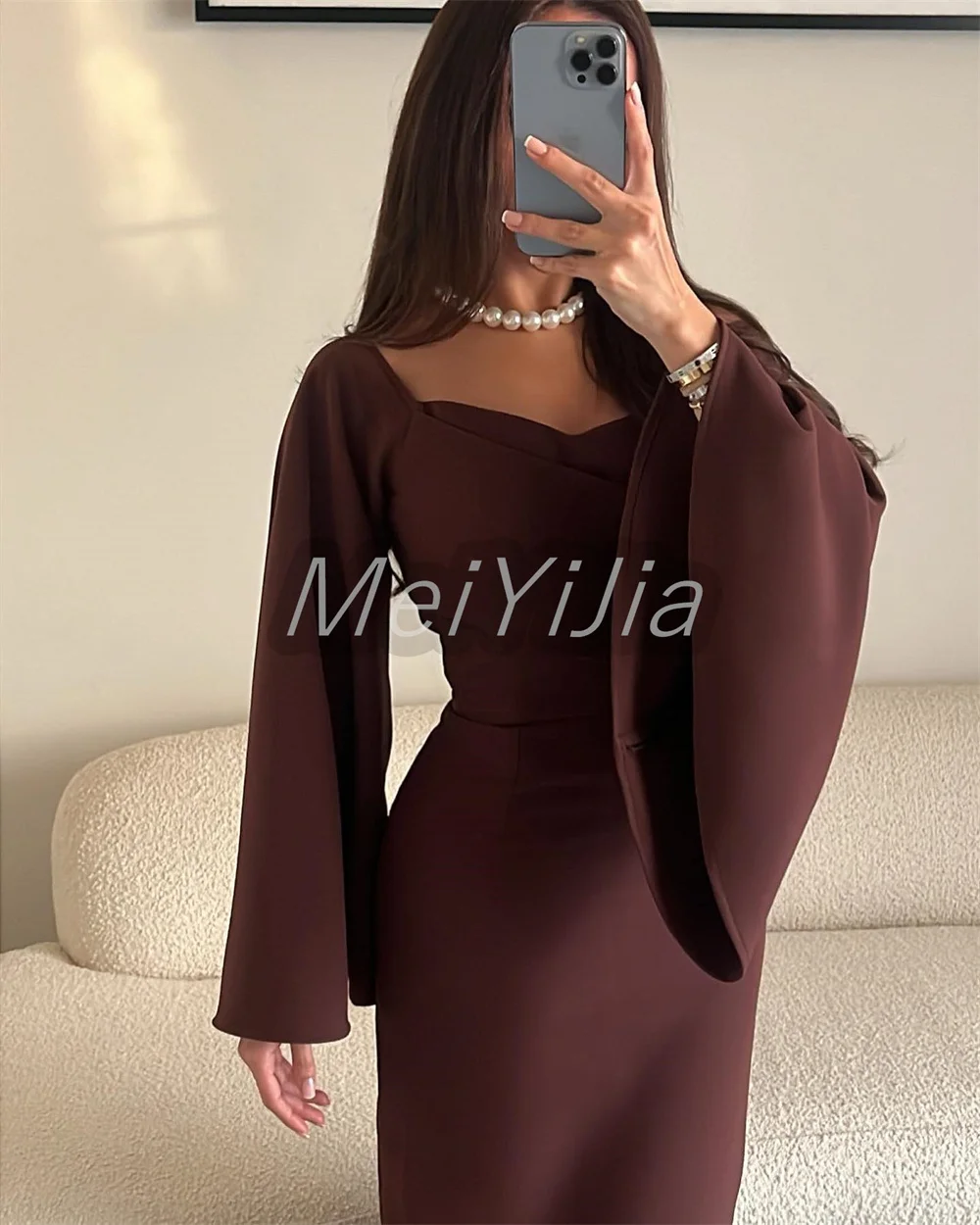 Meiyijia-vestido de noche de Arabia Saudita para mujer, traje plisado de sirena Vintage, Sexy, para fiesta de cumpleaños y Club, verano, 2024