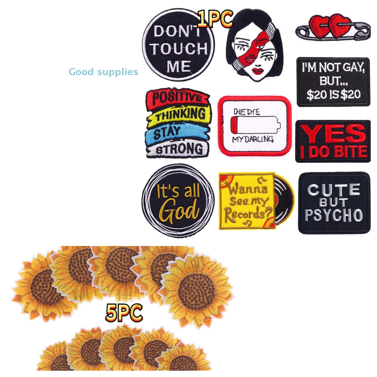 I/5PC Do Bite Warnung Patch Haustier Hund Motorrad Biker Stickerei Patch Eisen Auf Patches Für Kleidung Diy handwerk Kleidung Applikation