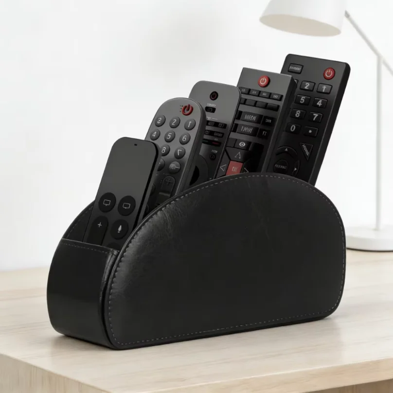 

5 Compartments Remote Control Box Living Room Desktop Storage Box PU Leather Air Conditioner TV Remote Control Bracket Storage