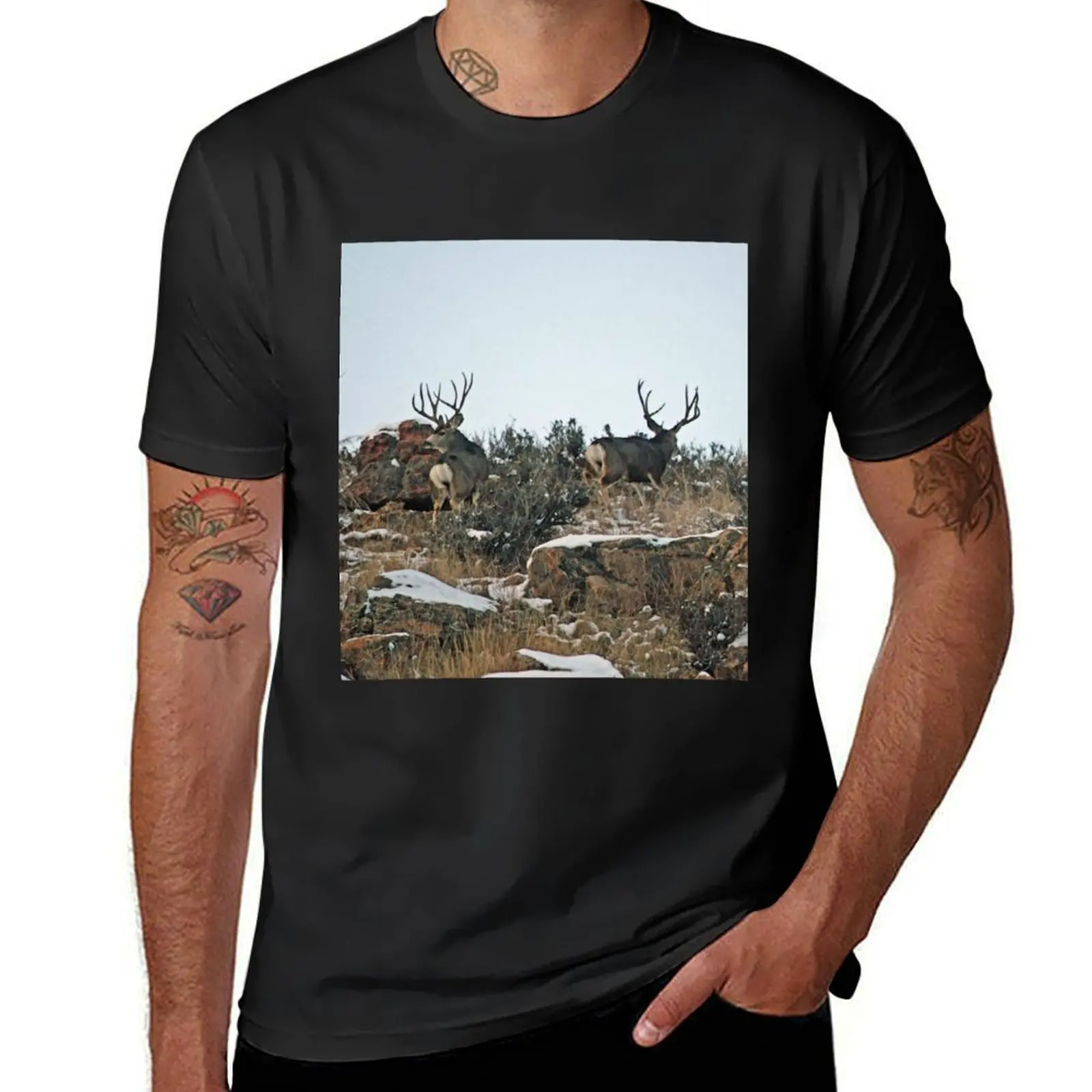 Mule deer bucks first snow T-Shirt summer tops vintage customs design your own clothes for men