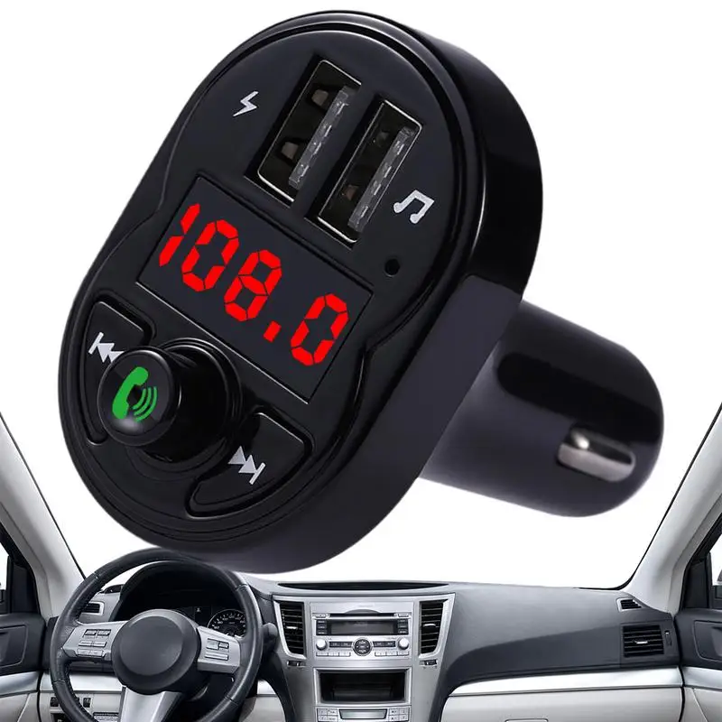 

Dual Port Car Charger 12-24V Dual Ports USB Charger For Cars Wireless BT Radio Receiver With Hands-Free Calling Fast Charging