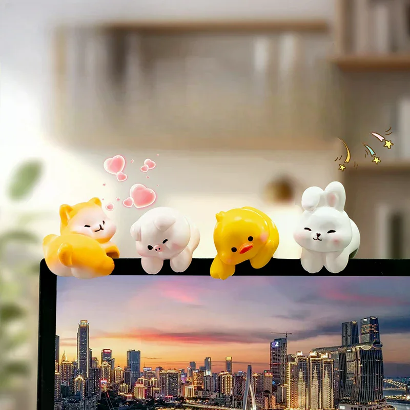 Bundle of Cute Cartoon Small Animal Car Dashboard Accessories, Humorous Car Interior Ornaments and Screen Decorations