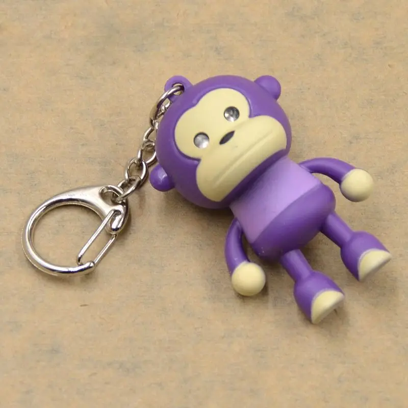 Children Kawaii Novelty Car Cute Cartoon Pendant Gift Bags Accessories with LED Light Keychain Monkey Keyring