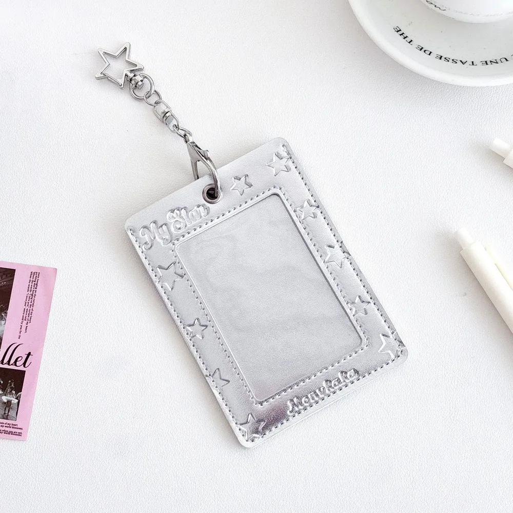 

New 3 Inch Kpop Photocard Holder Stars Bowknot Silver Idol Photo Frame PVC Mini Card Holder