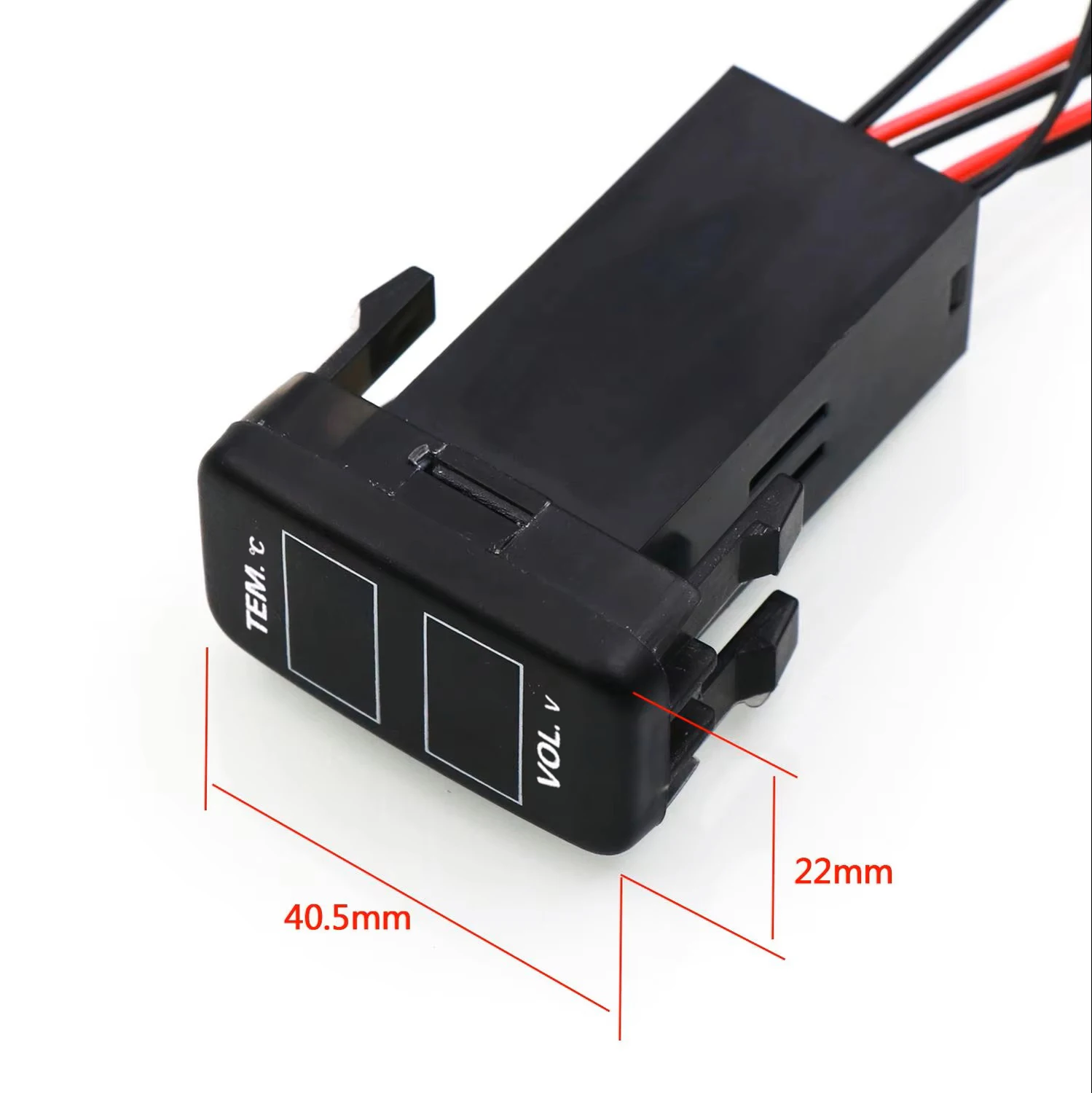 Car Voltmeter, Interior/Exterior Temperature Display, Battery Monitor For TOYOTA Hilux VIGO, Coaster, Corolla ex, Yaris, Reiz