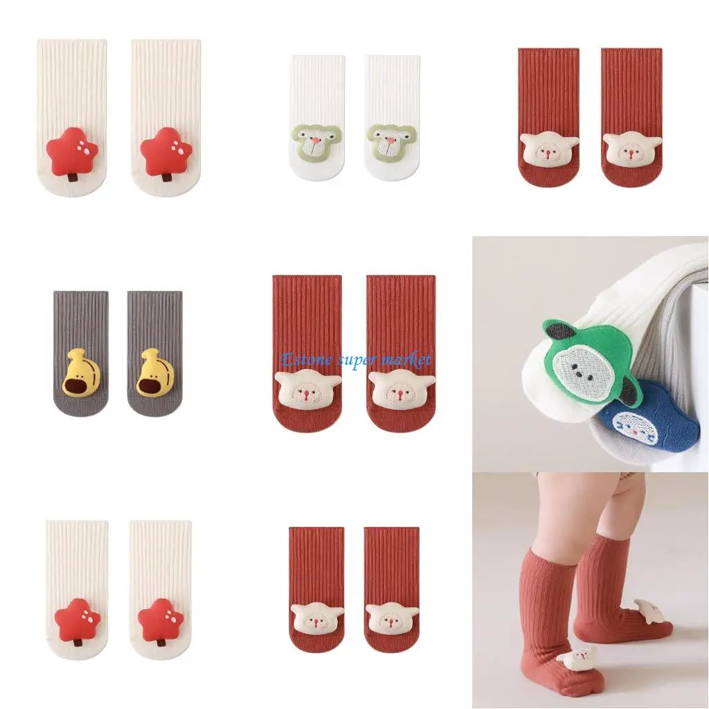 

090B Breathable Cotton Socks Floor Socks Warm Spring Autumn Footwear for Kids