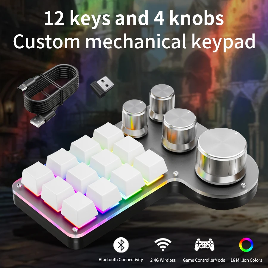 

Programming Custom Macro Keyboard Wired Bluetooth 2.4GHz Wireless 12 Keys 4 Knobs Keyboards Gaming Mechanical Hotswap Keypad