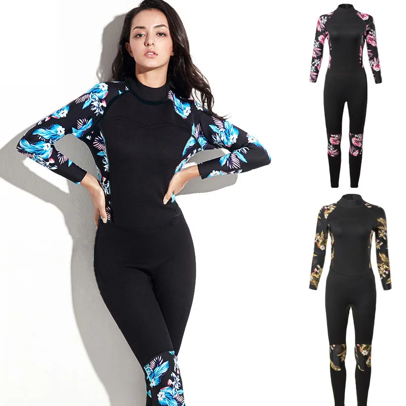 Women's 2mm Neoprene Wet Suits Full Body Wetsuit for Diving Snorkeling Surfing Swimming Canoeing in Cold Water Back Zipper Strap