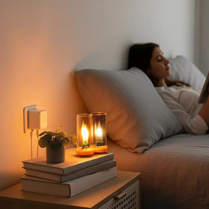 Blow Control LED Candle Light USB Powered Flame Filament Design Frosted Glass Night Lamp For Home Car Decoration
