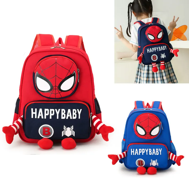 Aoger Anime Spiderman Design Backpack Cartoon Printing Boys Girls Primary Children School Bag Kids Kindergarten Backpack Travel