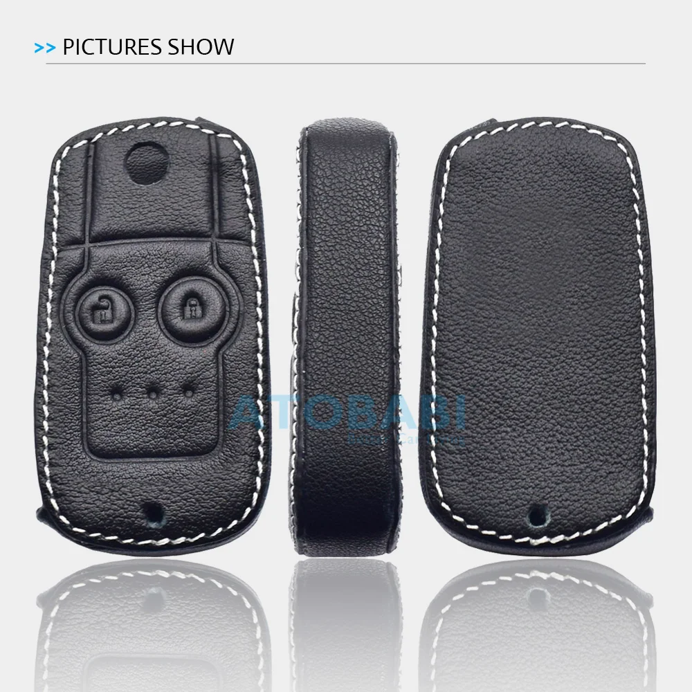 Leder Auto Schlüssel Fall Keychain Für Honda CR-V Civic Jazz CR-Z Accord Acura TL TSX MDX RDX Flip Fernbedienung fob Schutz Abdeckung – Detail 3