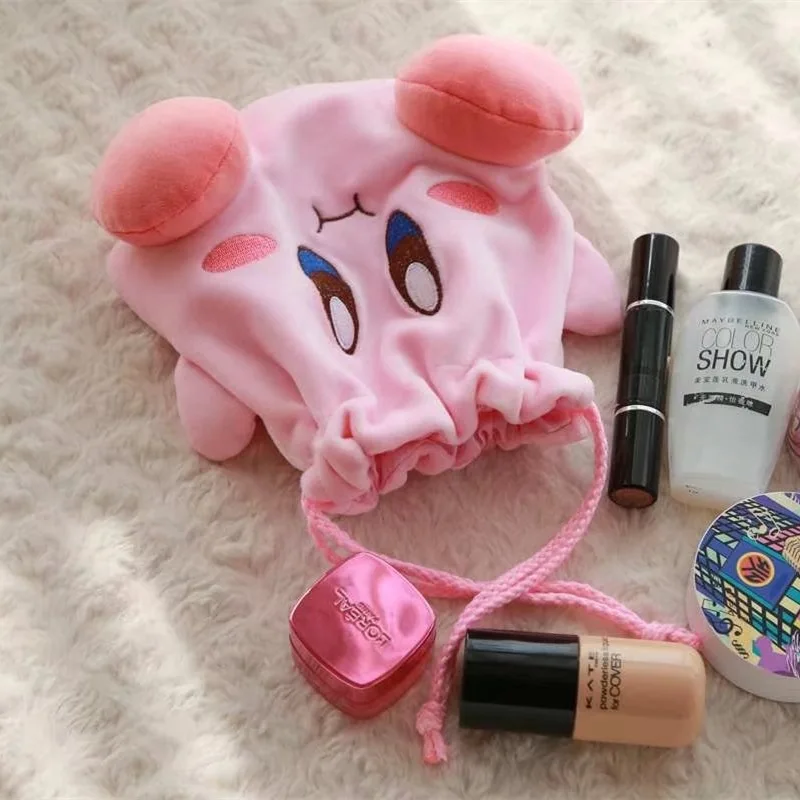 Kirbys Storage Bag Women Cartoon Anime Figure Makeup Bags Kawaii Bundle Pocket Pink Fashion Cosmetic Bag Cute Coin Purse Gift view 3