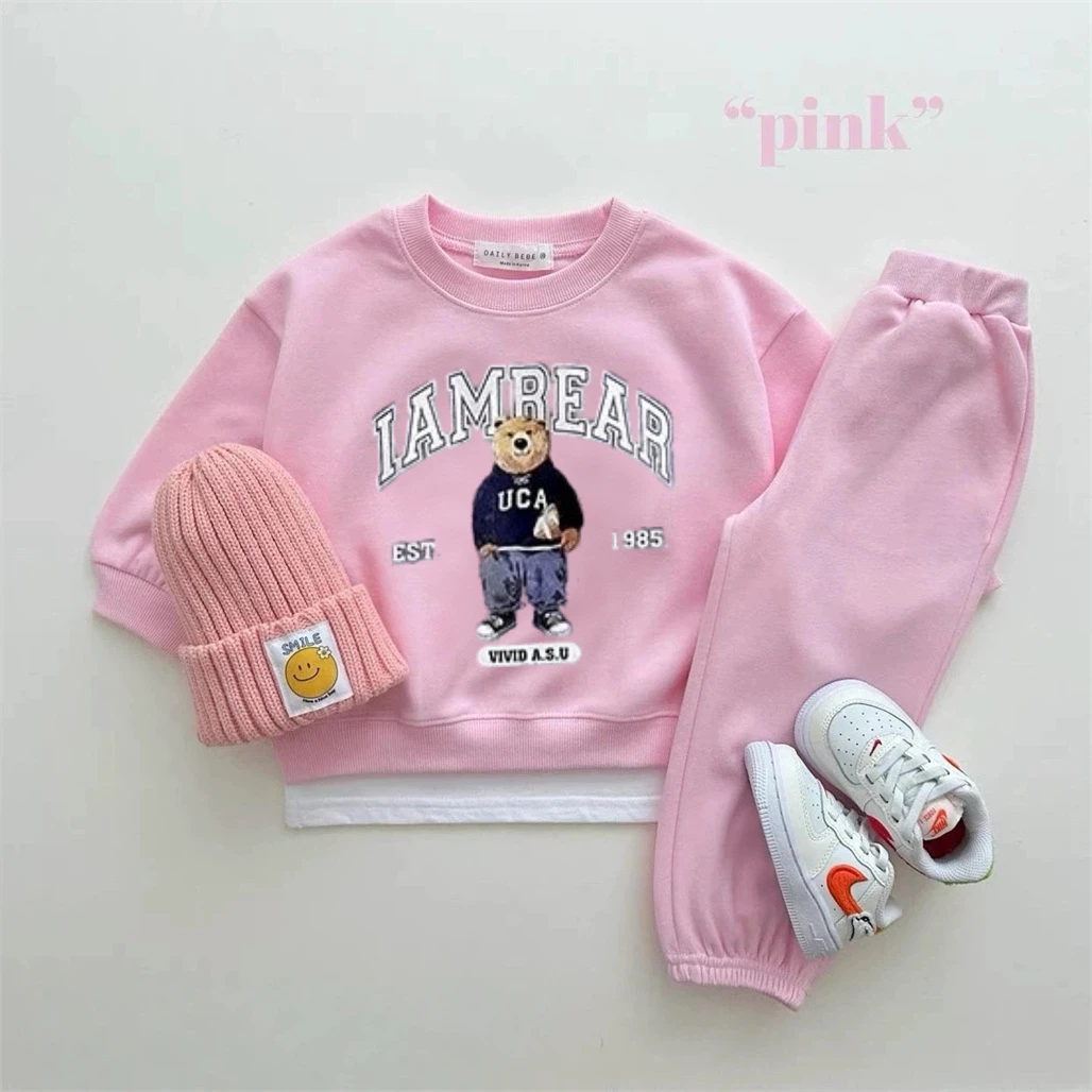 Cartoon-Zweiteiler-Set, Herbstkostüm für Kinder, lässiges Sportkostüm, langärmelige Outfits, bedruckter Kapuzenpullover + Hosen-Outfits für Babys – Detail 4
