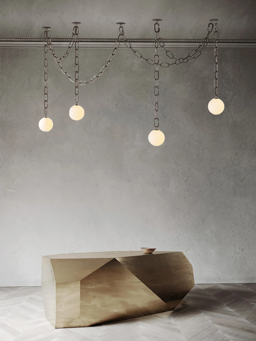 Glass Chain Series Mirror Light Chandelier