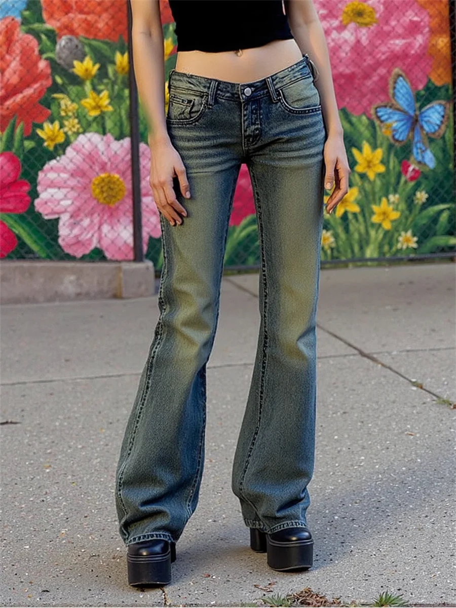 

Джинсы-клеш с низкой посадкой для девушек 20 лет, новый стиль, джинсовые брюки, женская одежда, зимние, утолщенные, классические, для отдыха, из модала и махровой ткани